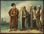 Benjamin West The Ambassador from Tunis with His Attendants as He Appeared in England in 1781 oil painting reproduction